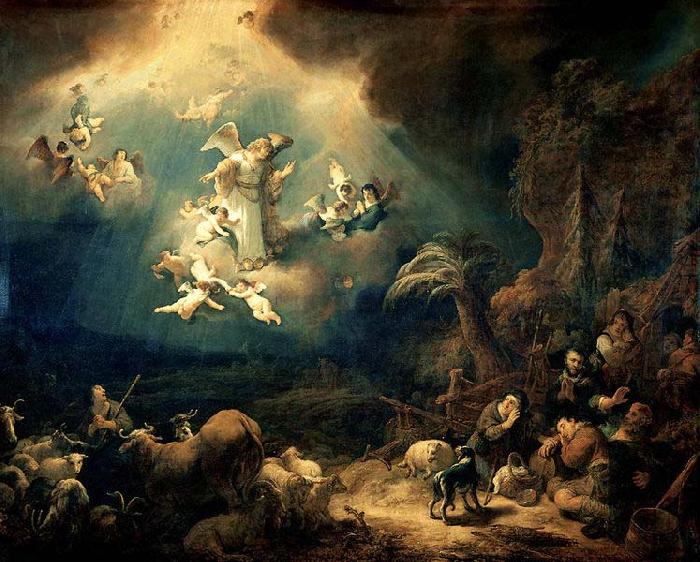 Govert flinck Angels announcing Christ's birth to the shepherds Sweden oil painting art